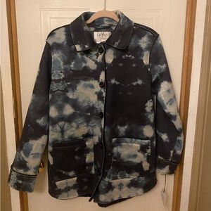 Laurier & Co Blue and Black Faux Suede and Sherpa Lined Barn Jacket